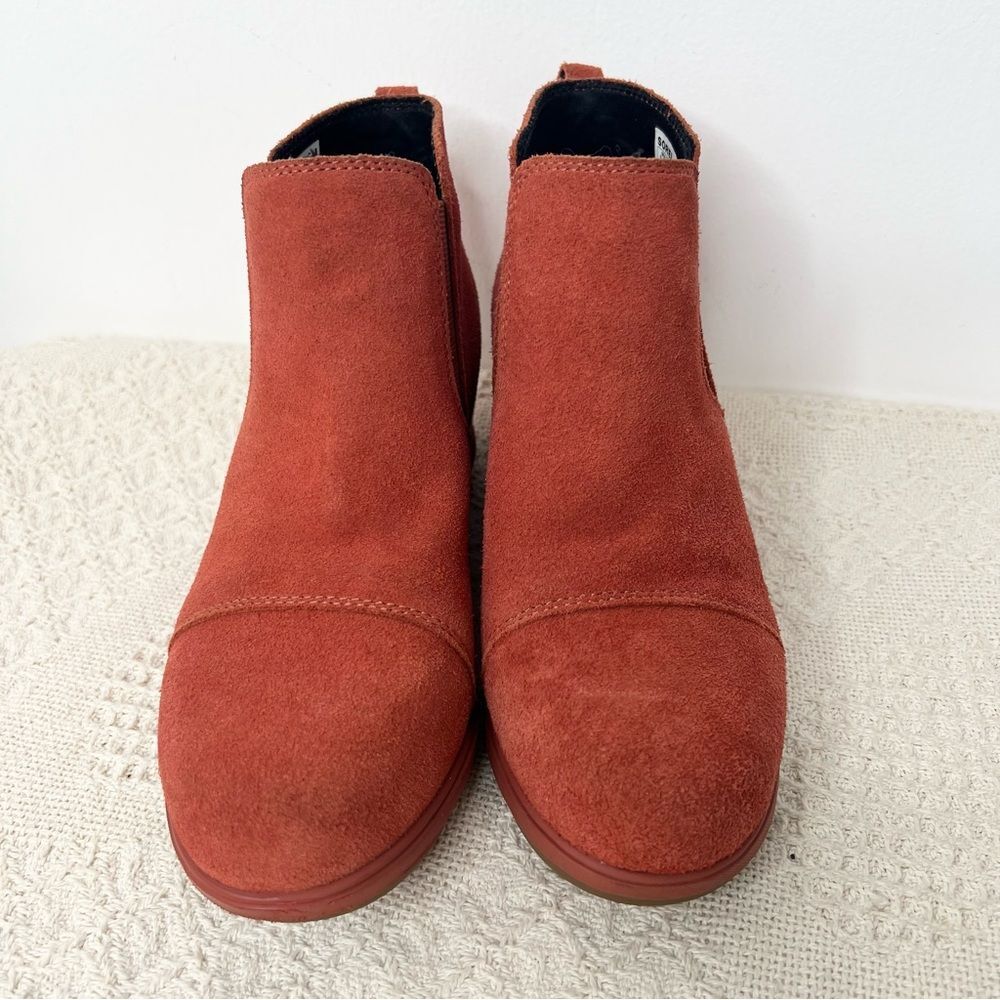 Sorel Wedge Evie Pull On Booties Warp Red Size 8 Suede - Picture 3 of 10
